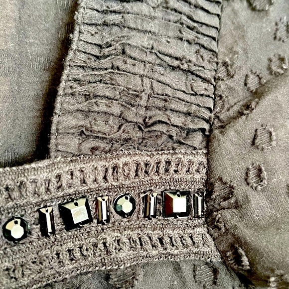 a.n.a Black Swiss Dot Beaded Blouse – Size XL - Picture 2 of 5